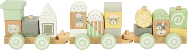 Houten bouwtrein LULILO pastelkleurig