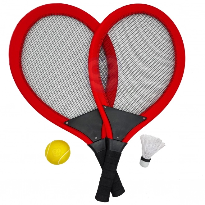 Grote rackets voor tennis en badminton voor kinderen set met bal en korfje
