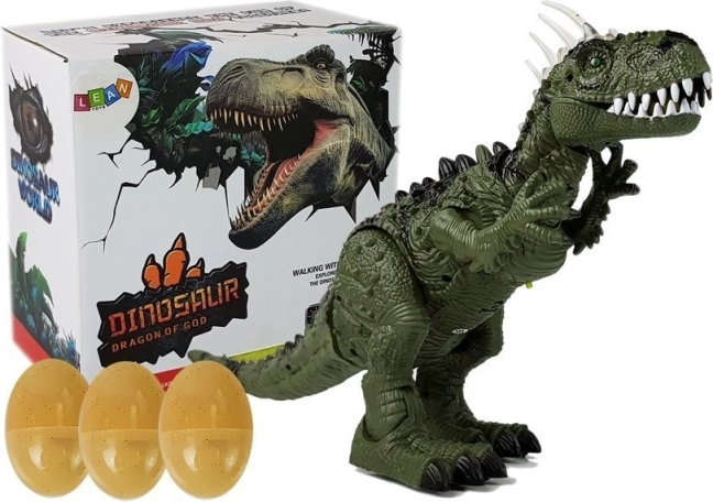 Groene batterijdinosaurus met projector, geluiden en eieren leggen