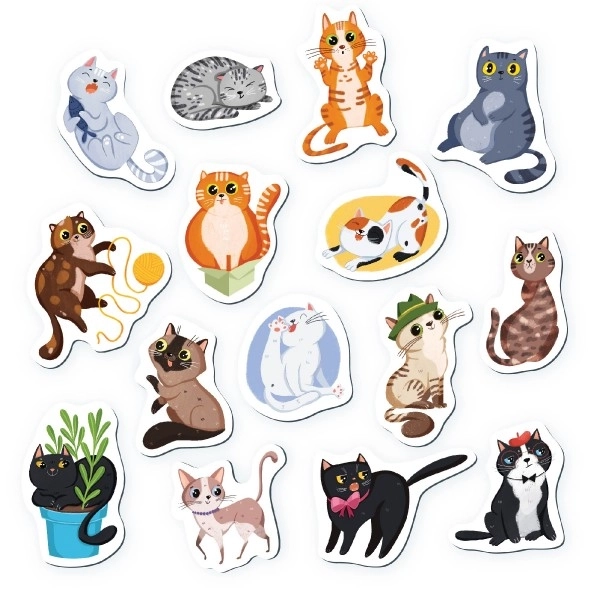 Magneetjes Katten 15 stuks in doosje 17x11x3cm