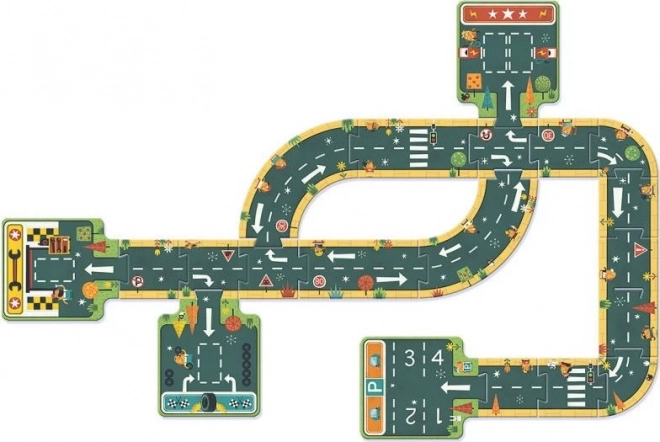 DJECO Vloerpuzzel contouren Wegen 21 stukken