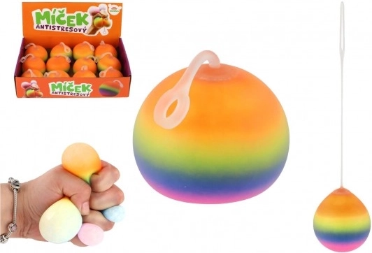 Antistress knijpbal regenboog 6 cm met slijm