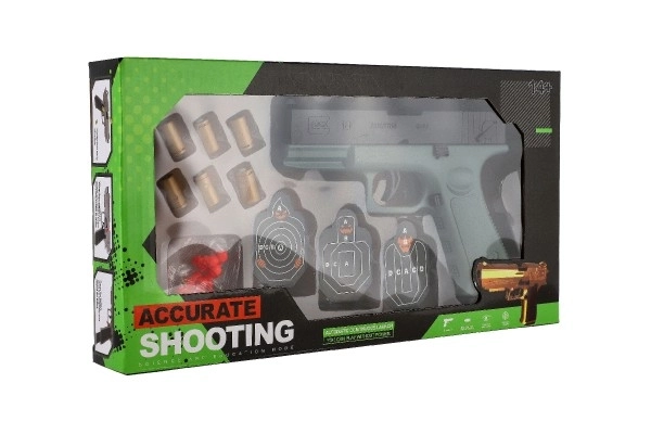 Pistool met schuimrubber kogels en doelen