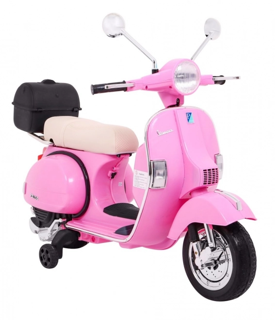 Elektrische kinderscooter Vespa roze met zijwieltjes
