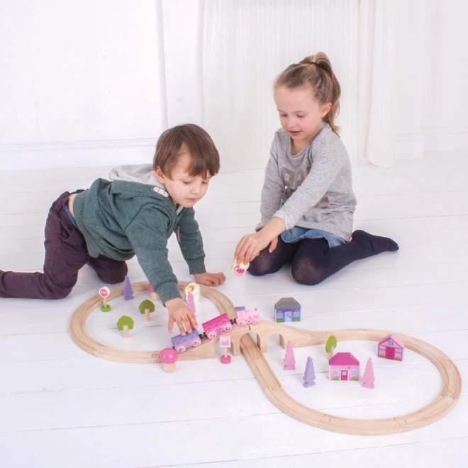 Bigjigs Rail Houten Treinbaan Acht voor Prinsessen 35 Delen