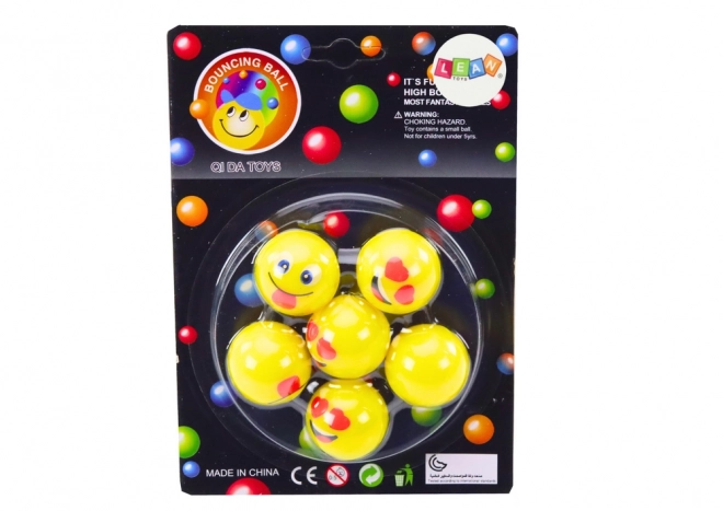 Set van 6 gele stuiterballen Emoji