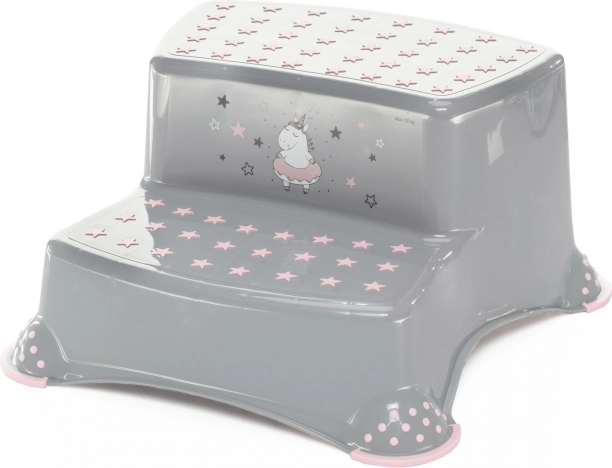Tweedelige opstap voor wc/wastafel "Unicorn", grijs/roze