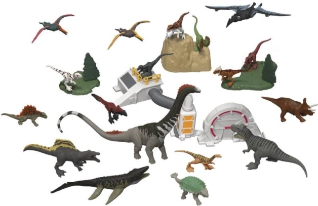 adventskalender JURASSIC WORLD 2025 – mini-dinosaurussen en scène