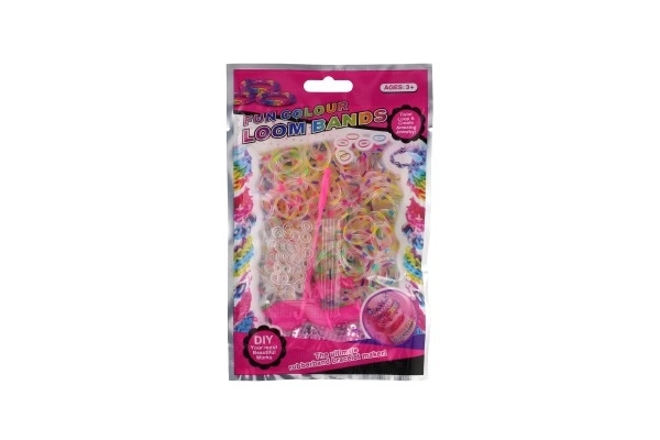 Maak je eigen armbandje - elastiekjes 200 stuks regenboog + gereedschap in zakje 10x16cm