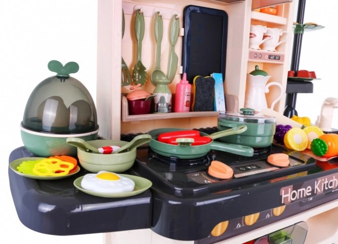 Kinderkeuken + interactieve kookplaat met stoom + audiopaneel - 65 onderdelen