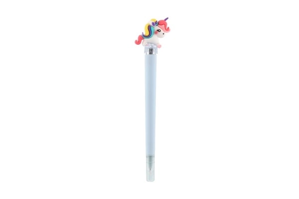 Pen/stylo lichtgevende eenhoorn van kunststof op batterijen, 3 kleuren