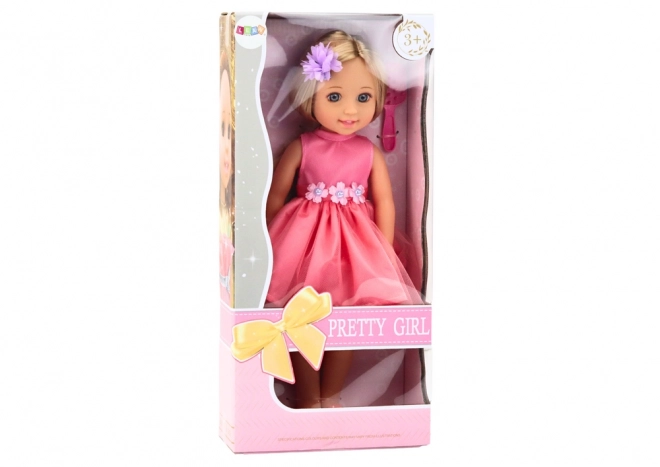 Lang haar voor poppen Roze jurk Clip Borstel 38cm