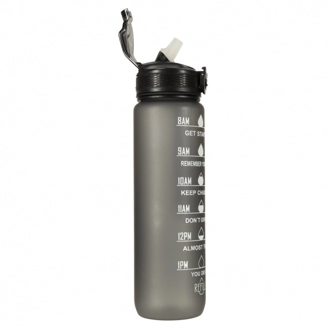 Fles voor water met rietje en motivatie 1l zwart