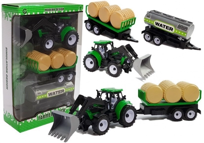 Tractor met aanhangwagen voor hooipakken Citerne