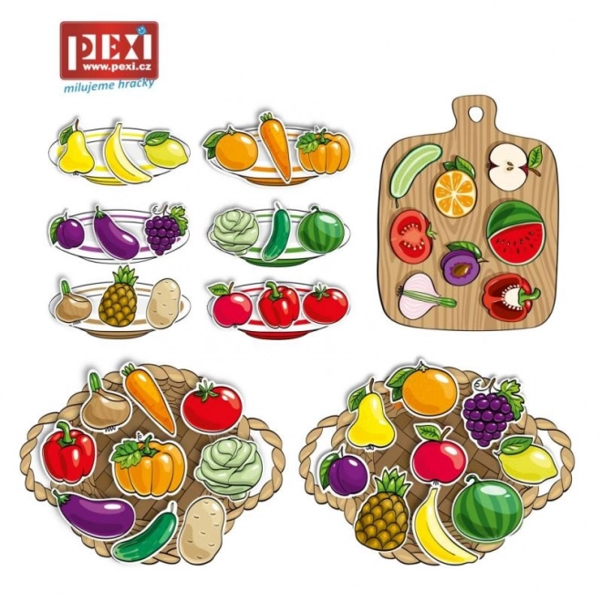 Fruit en groenten plastic puzzel