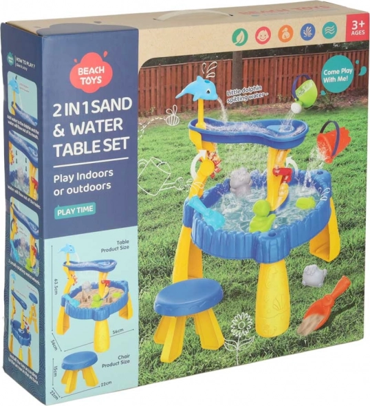 Kinderspeeltafel met zandbak en fontein 2-in-1