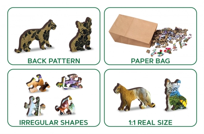 Houten puzzel met figuren - ansichtkaart met dieren