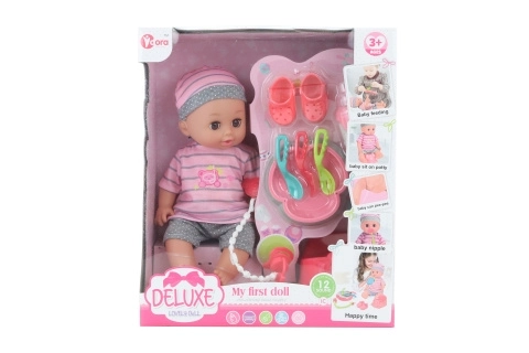 Baby plaspop 28 cm met geluiden en accessoires