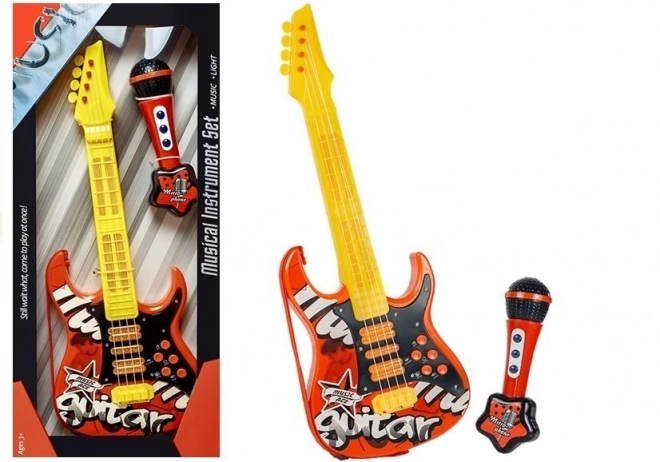Kinderelektrische gitaar met microfoon - rood