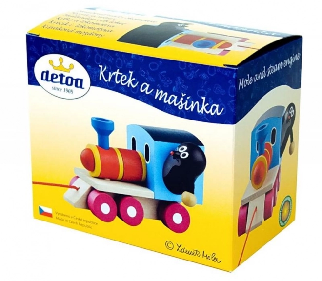 Trekspeelgoed houten trein met de Mol - 12 cm
