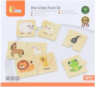 Houten puzzel VIGA moeder en jong – dierenparen