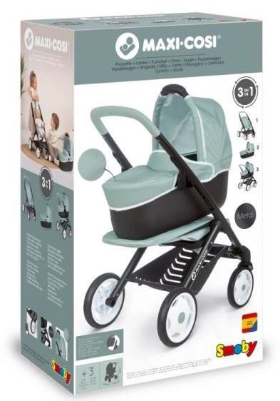 Gecombineerde poppenwagen Maxi Cosi groene-grijze