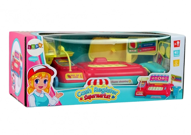Kinderkassa met winkelwagentje en scanner