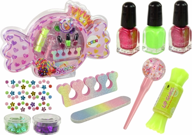 Set voor nageldecoratie en make-up in de vorm van een snoepje