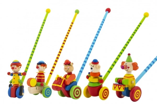 Houten duwstok clown 60 cm