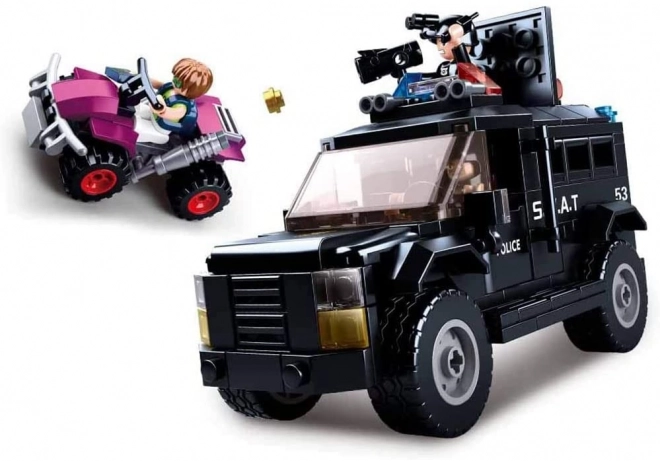 Sluban Politie M38-B0653 SWAT gepantserd voertuig en boef op quad