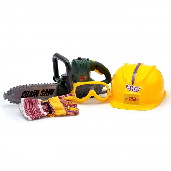Grote set zaag, helm, bril en handschoenen Woopie