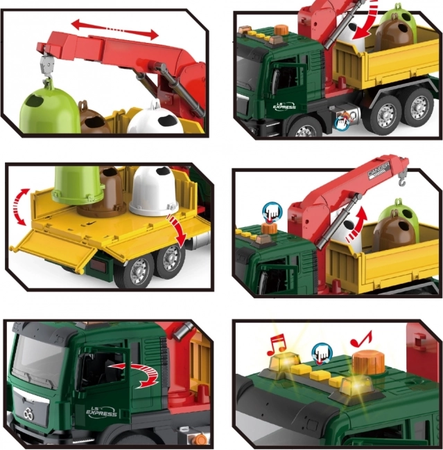 Woopie Vuilniswagen met kraan voor afvalscheiding - schaal 1:10