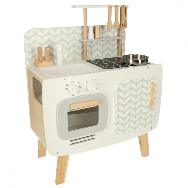Retro houten kinderkeuken met accessoires