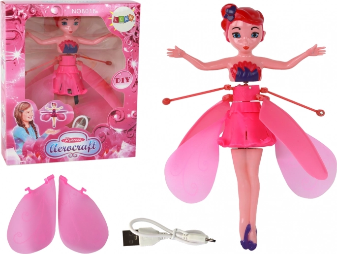 Magische vliegende fee Roze handbediende pop