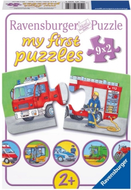 Ravensburger mijn eerste puzzel – voertuigen en machines 9×2 stukjes