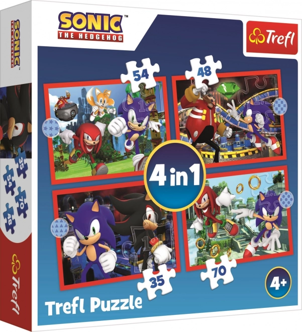 Puzzel 4-in-1 Sonic/Sonic The Hedgehog 28,5x20,5cm in doos 28x28x6cm