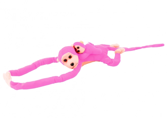 Pluchen aapje met jong roze 90 cm