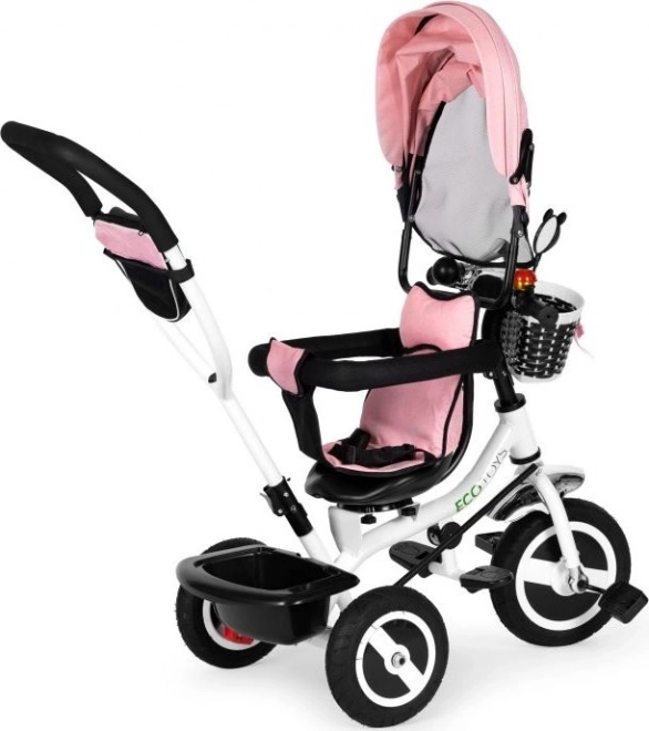 ECOTOYS Driewieler met dak en stuurstang roze