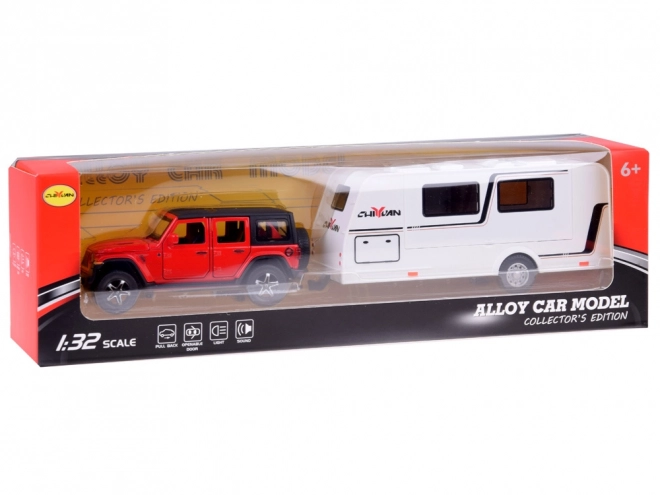 Auto voor vakantieterreinwagen met caravan