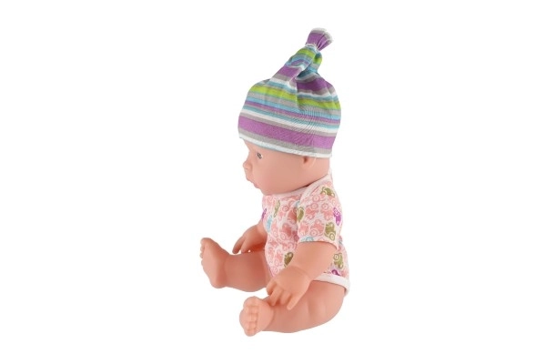 Baby/pop hard lichaam plastic 25 cm op batterijen met geluid 3 soorten in plastic tasje 13x28x7cm