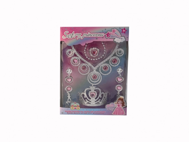 Set voor prinses kroon, oorbellen en ketting