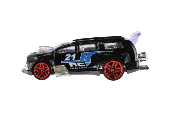 Auto racen 6stks metaal/plastic 8cm vrij rollend in doosje 10,5x27,5x4cm