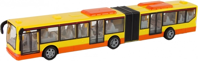 Op afstand bestuurbare gelede stadsbus in oranje
