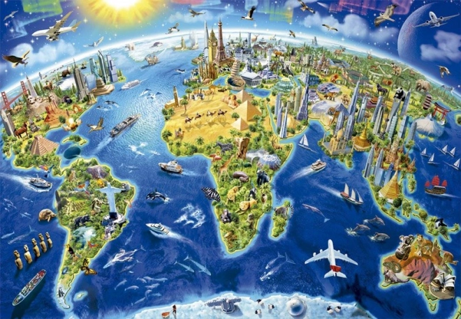 Educa puzzelkaart met wereldmonumenten 2000 stukjes