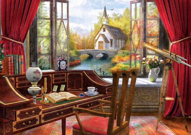 Puzzel ART PUZZLE Uitzicht vanuit de werkkamer 500 stukjes