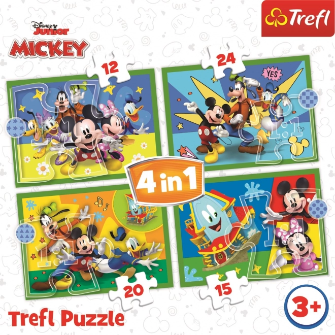 Puzzel 4v1 Mickey tussen vrienden