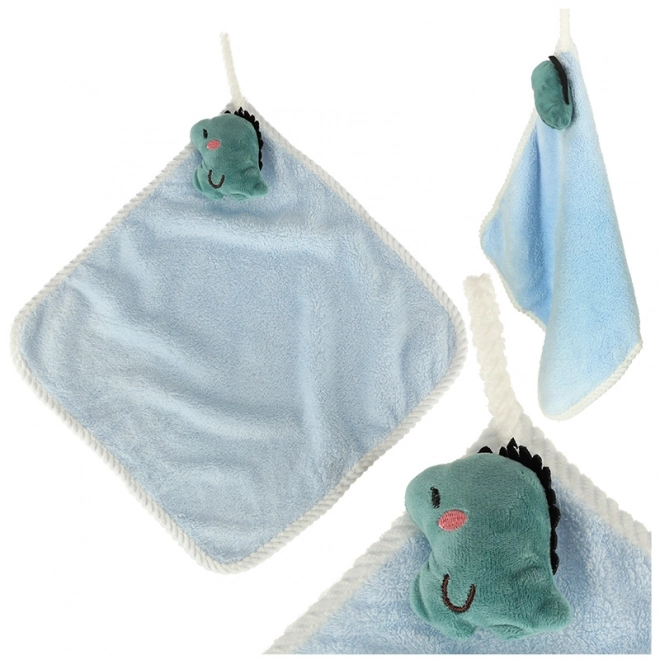 Kinderhanddoek voor de kleuterschool 30x30cm blauwe dinosaurus
