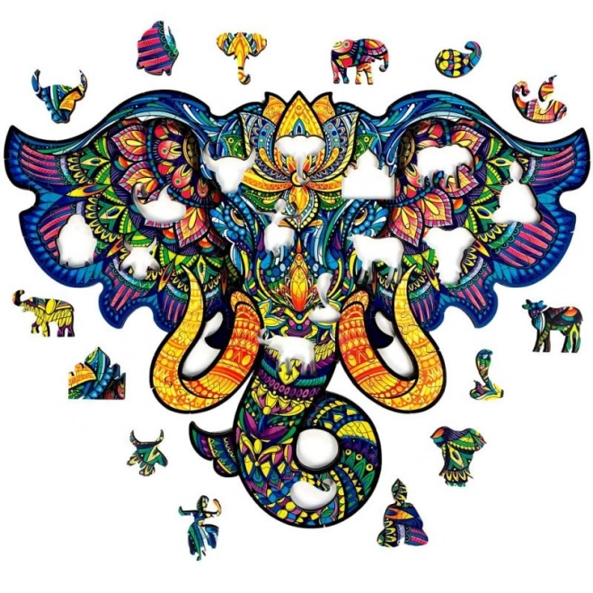 Magische houten gekleurde puzzel - Heilige Olifant