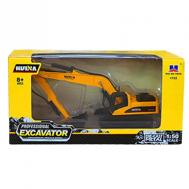 Metalen rupsbandgraafmachine met beweegbare arm Huina 1:50 geel