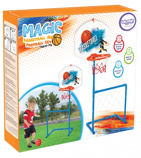Sportset 2-in-1 met basketbalring en voetbaldoel Woopie
